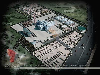 factory industrial 3d design rendering